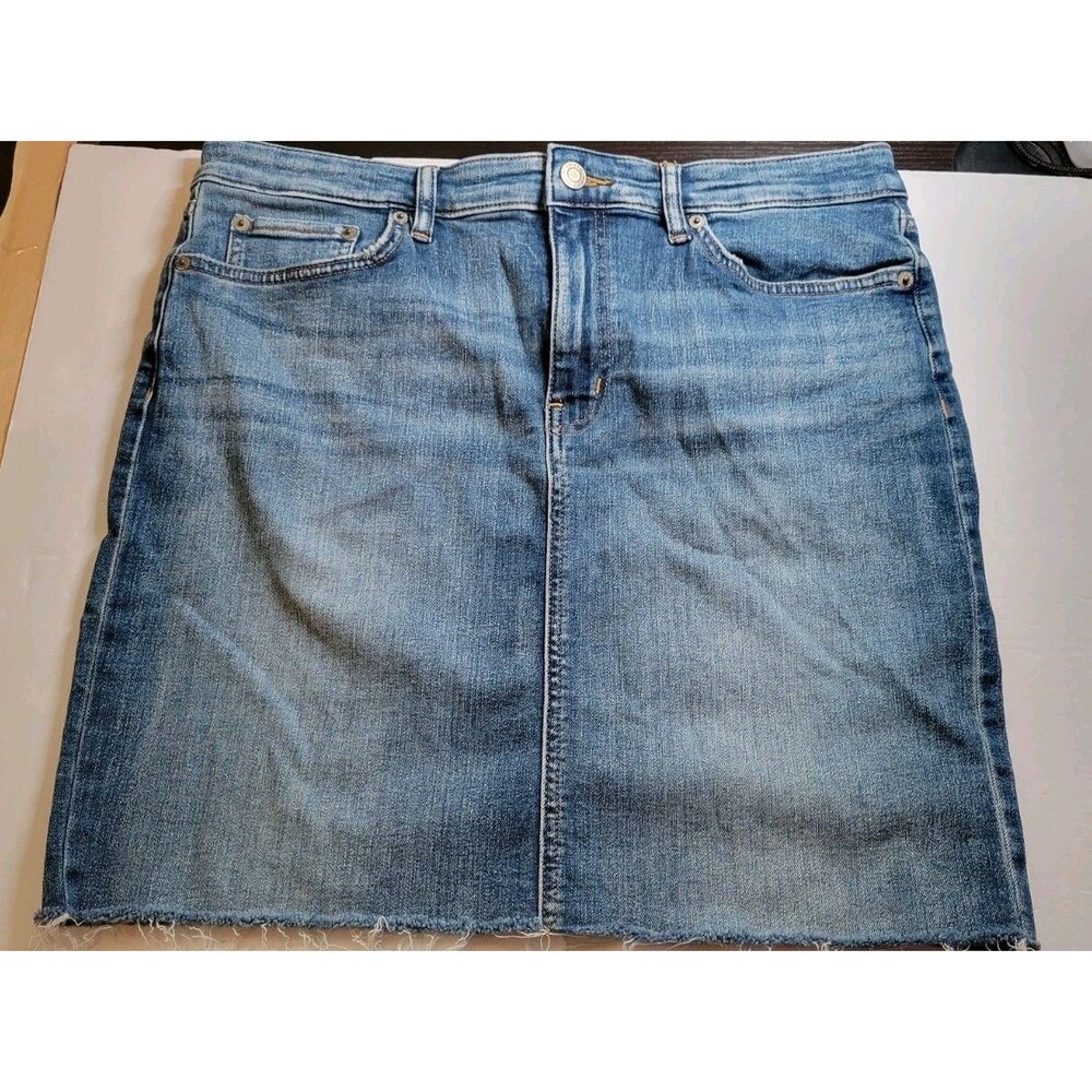 Lauren Ralph Lauren Patchwork Distressed Denim Mini Skirt Raw Hem Size 12